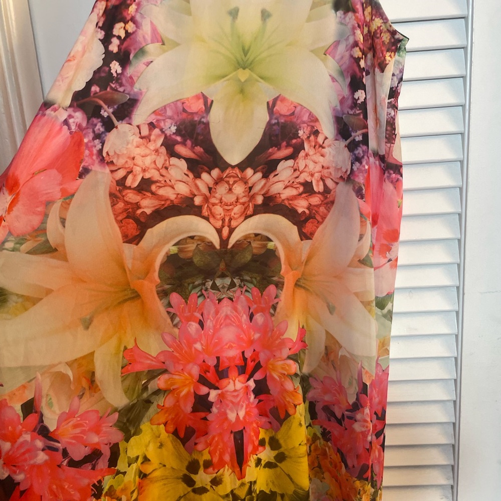 Bright & Vibrant Sheer,Unlined Floral Maxi Tank Dress, Side Zip. Stunning! - Picture 13 of 13